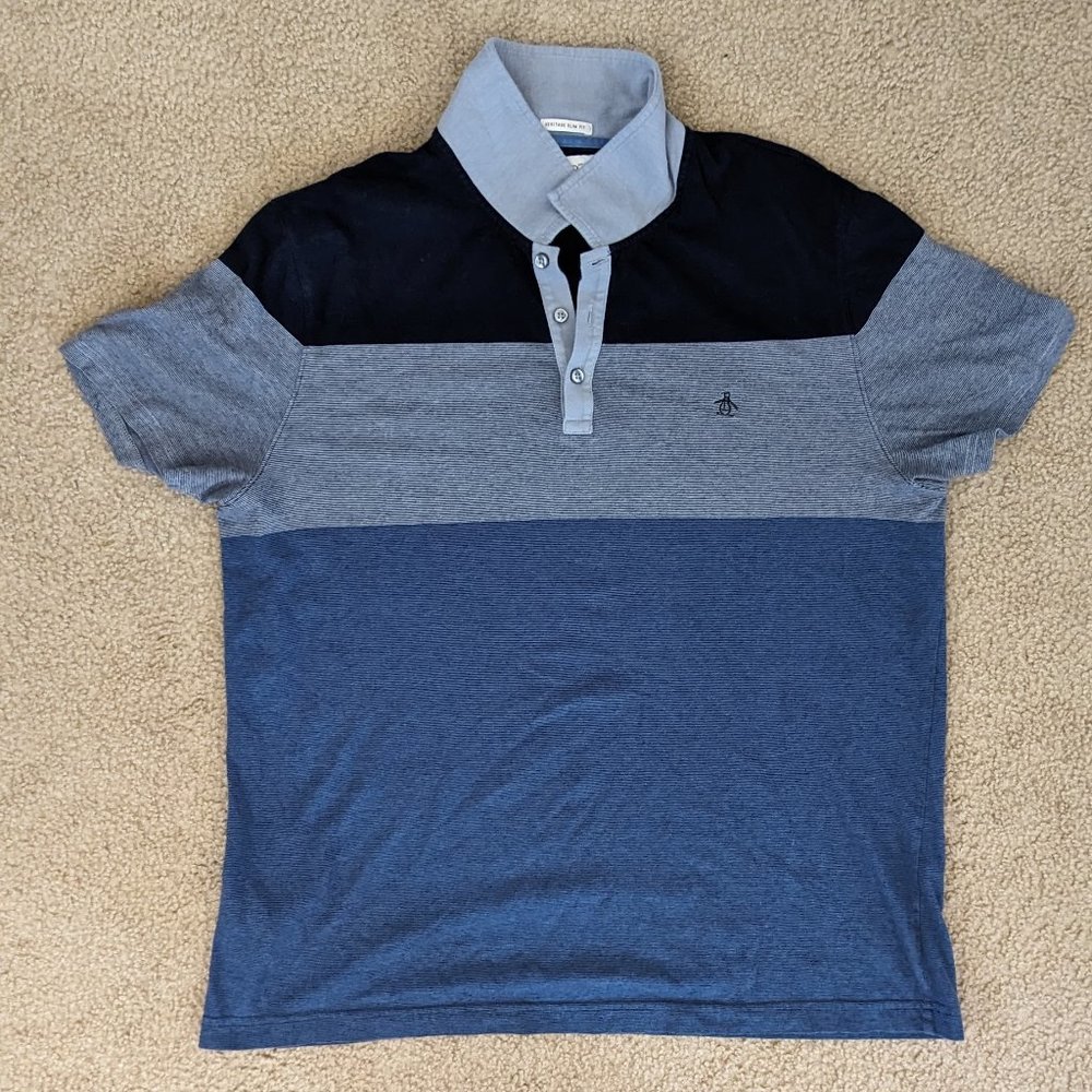ORIGINAL PENGUIN COLOR BLOCK POLO / HERITAGE SLIM / Size XL